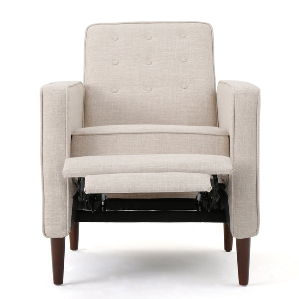 Mid-Century Modern Recliner With Button Tufted Waffle Stitch