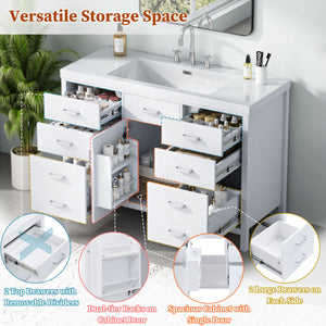 46.5" Modern Bathroom Vanity Cabinet Only, Soft Close Door & 6 Drawers - White