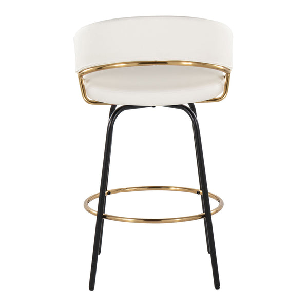 Jie - Fixed Height Contemporary Counter Stool With Swivel Round Footrest (Set of 2)