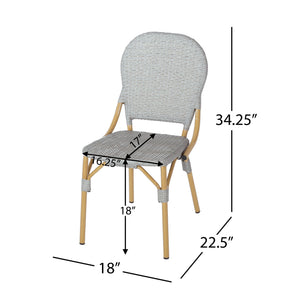 Outdoor Rattan And Aluminum Armless French Bistro Chairs (Set of 2) - Dark Gray