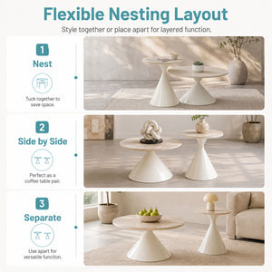 2 Piece Coffee Round Table Set