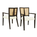 Mid Century Modern Arm Dining Chair Set With Rattan Backrest