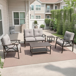 Patio Furniture Set With Coffee Table And Cushions For Backyard