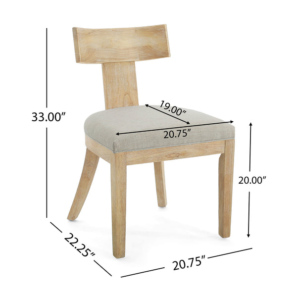Contemporary Fabric Upholstered Side Dining Chairs Set With Curved Back