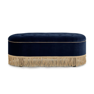 Melinda - Oval Tufted Bullion Fringe Storage Bench