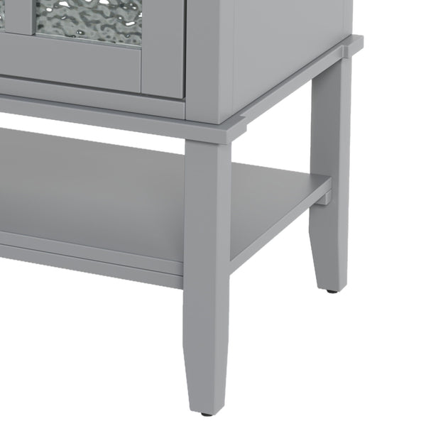Bathroom Vanity With Ceramic Sink, Adjustable & Open Shelf