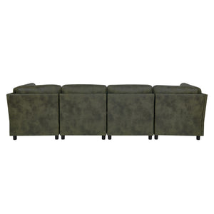 Modular Sectional Sofa With Custom Configuration And Removable Cushions - Olive