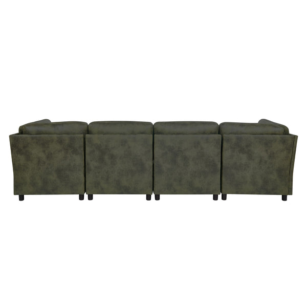 Modular Sectional Sofa With Custom Configuration And Removable Cushions - Olive