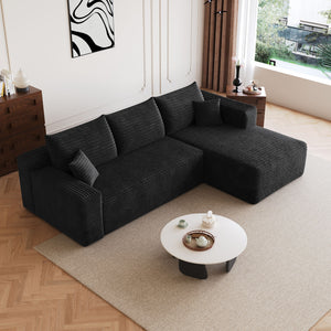 Cloud Sectional Sofa, Comfort U-Shaped Sofa For Living Room - Black