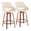 Fabrico - Mid Century Modern Fixed Height Counter Stool And Round Footrest (Set of 2)