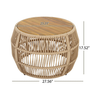 Round Side Table With Rope Frame