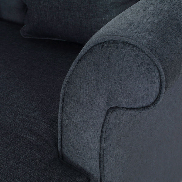 Upholstered Chaise Lounge With Scroll Arms, Turned Legs And 2 Pillows