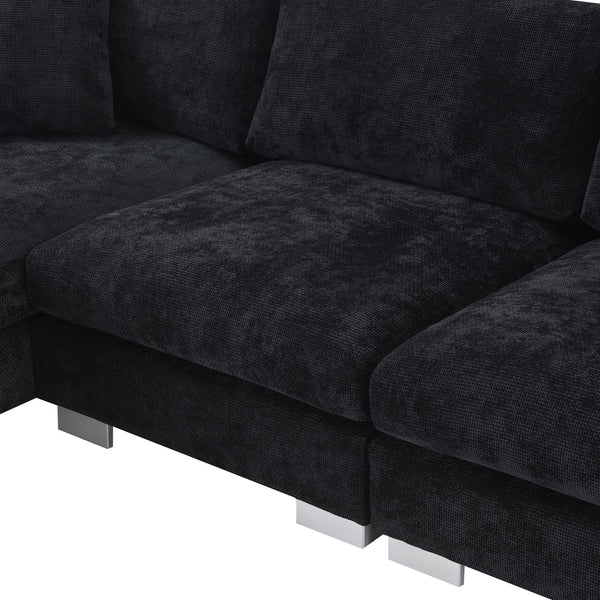 Modern Cloud Sectional Sofa L Shaped Luxury Couch Set With 2 Free Pillows 4 Seat With Oversized Chaise