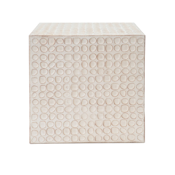 Chic Modern Mgo Cube Side Table With Fluted Design - Antique Brown