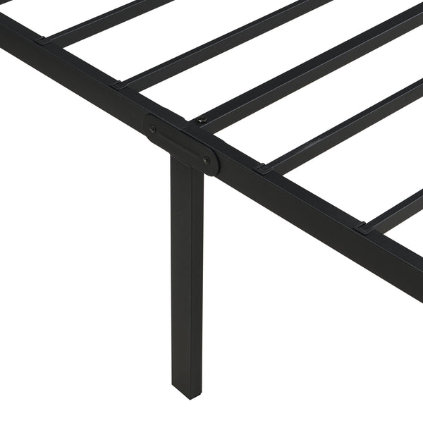 Heavy Duty Queen Size Bed Frame With Quiet Support - Black