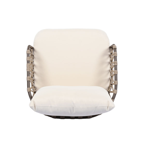 4 Piece Outdoor Patio Furniture Set, Metal Chairs With Woven Rope U Shaped Backrest