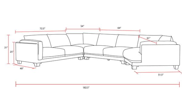 Escape - 4 Piece Modular Sectional - Mirage Mist