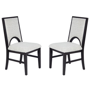 5 Piece Round Dining Set With Upholstered Chairs - Black / White