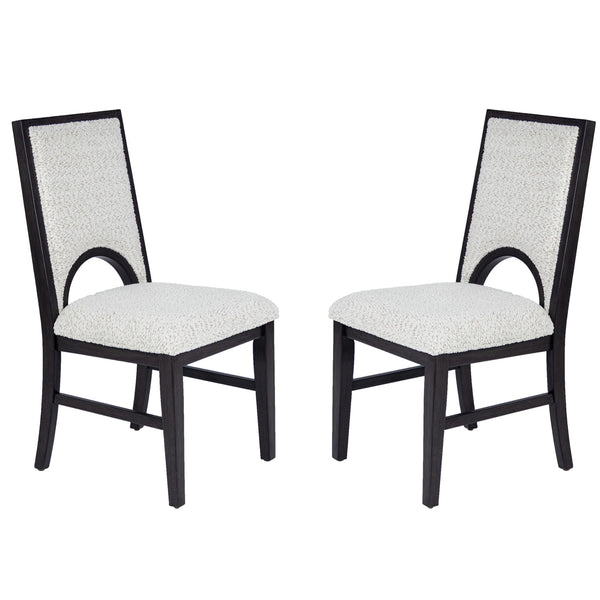 Upholstered Dining Chairs With Arched Cutout Backrest (Set of 2) - Black / White