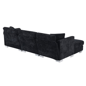 Modern Cloud Sectional Sofa L Shaped Luxury Couch Set With 2 Free Pillows 4 Seat With Oversized Chaise