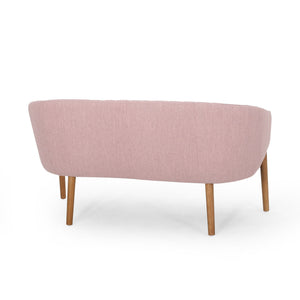 Mid Century Modern Loveseat With Channel Stitched Backrest