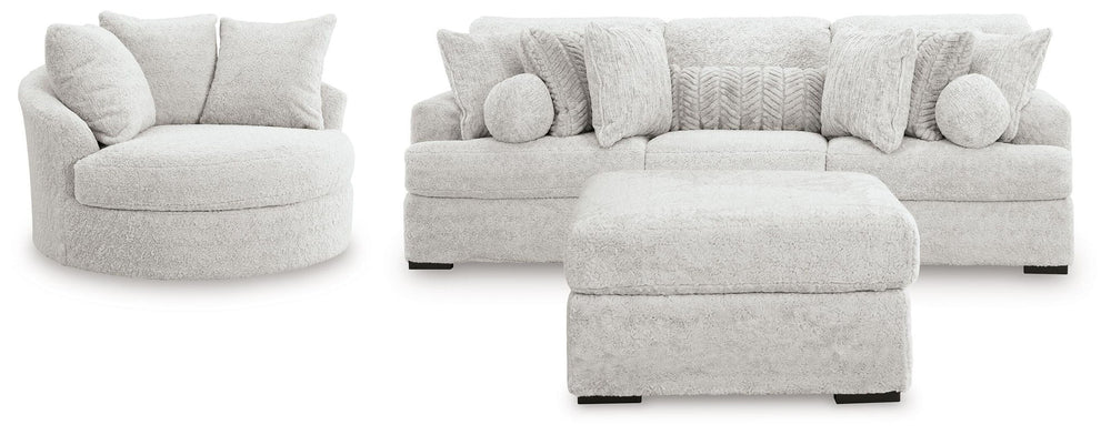 Cuddle Plush - 3 Pc. - 3-Piece Sectional, Chair And Ottoman - Arctic