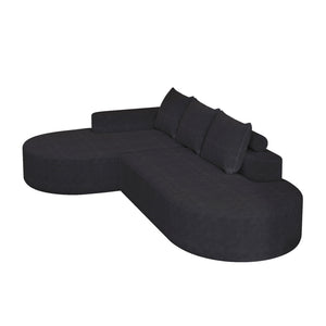 Modern Curved Sofa, L-Shaped Modular Sectional Set With 3 Pillows