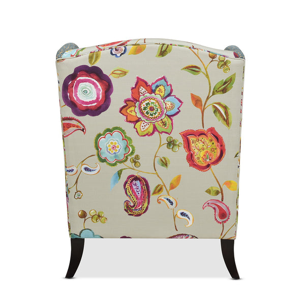 Anya - Boho Chic Wingback Accent Arm Chair - Floral / Leopard / Blue Teal / Yellow Gold