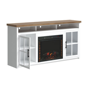 Fireplace TV Stand Console & Fixed Shelves