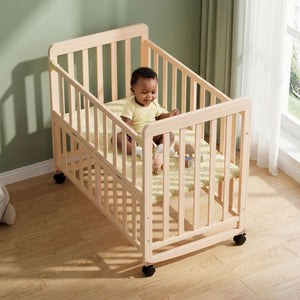 Portable Bedside Bassinet With 3 Heights, Mini Crib For Newborns - Natural Wood
