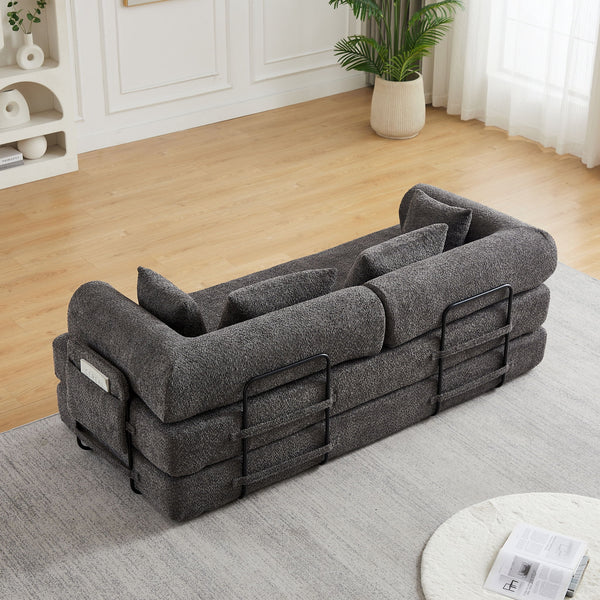 Convertible Sleeper Sofa Bed With Cylindrical Pillow