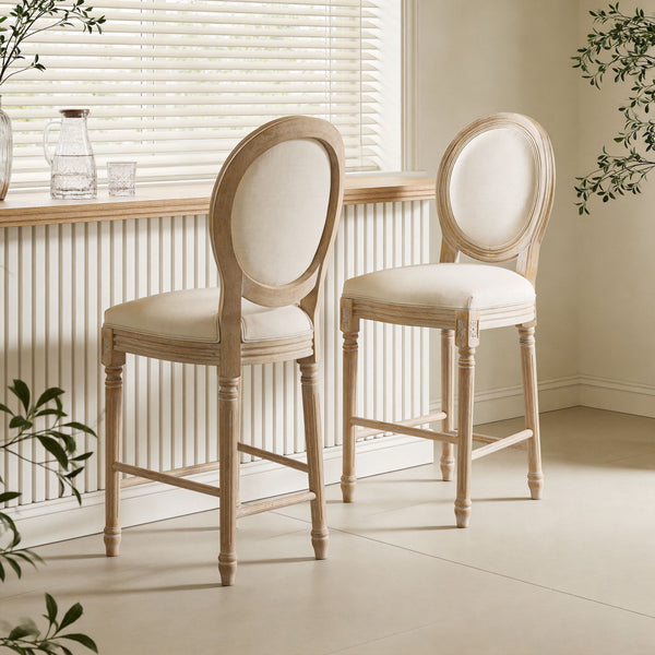 French Country Bar Chairs & Round Back (Set of 2)