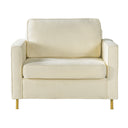 Accent Chair Upholstered Single Sofa With Square Arms, Sewn Pillow Back For Living Room