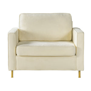 Accent Chair Upholstered Single Sofa With Square Arms, Sewn Pillow Back For Living Room