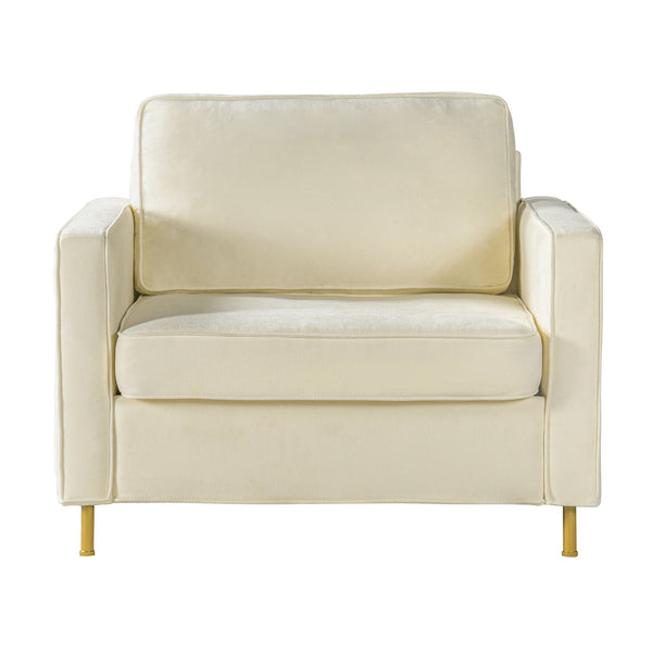 Accent Chair Upholstered Single Sofa With Square Arms, Sewn Pillow Back For Living Room