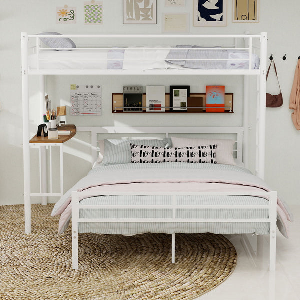 Bunk Bed With Built In Desk & Guardrail Frame