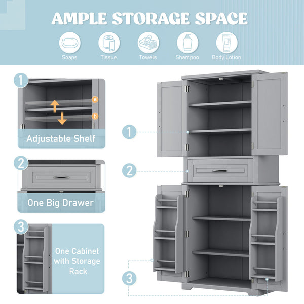 Bathroom Storage Cabinet With Drawer And Adjustable Shelf