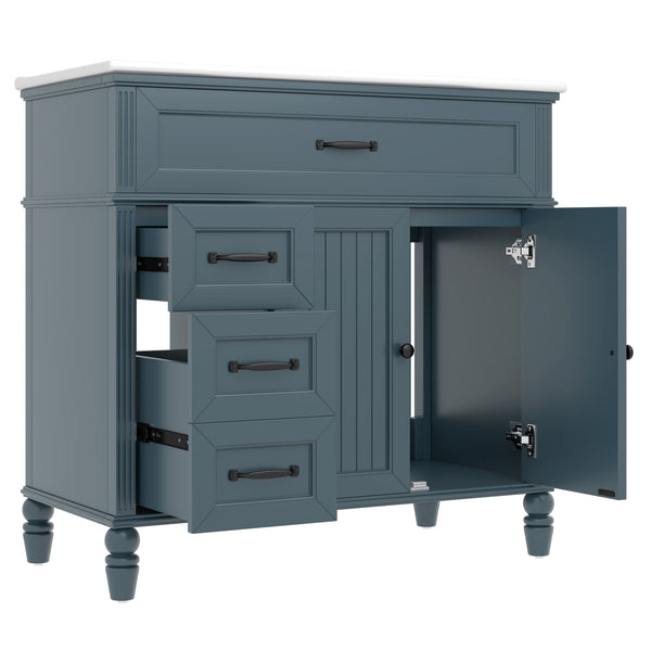 Bathroom Vanity With Sink, 2 Doors 2 Drawers, Freestanding Design