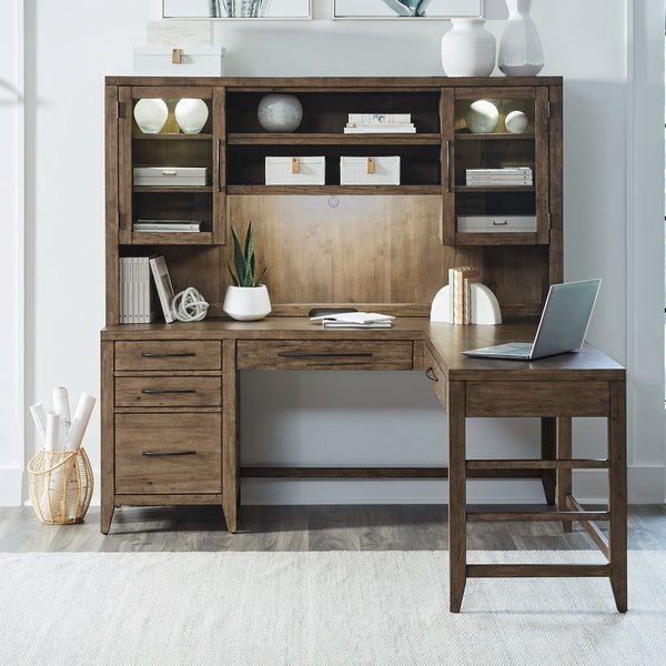 Shaker Lakes - Opt L Shaped Desk Set - Harvest Brown