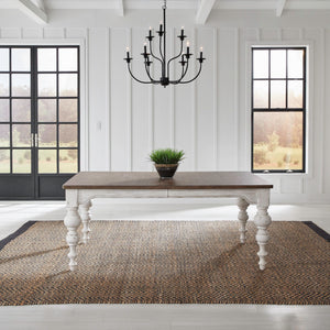 River Place - Rectangular Leg Table - Riverstone White & Tobacco