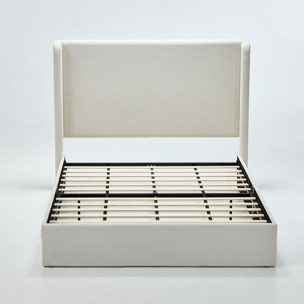 Carmen - Full Size Upholstered Wingback Bed - Ivory