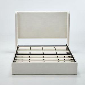 Carmen - California King Size Upholstered Wingback Bed - Ivory