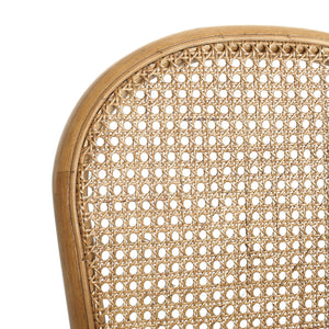 Oval Dining Table Set With 4 Birch Rattan Chairs - Brown / Light Brown