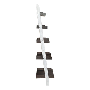 Farmhouse - Leaning Bookcase - Two Tone White / Wood Tone