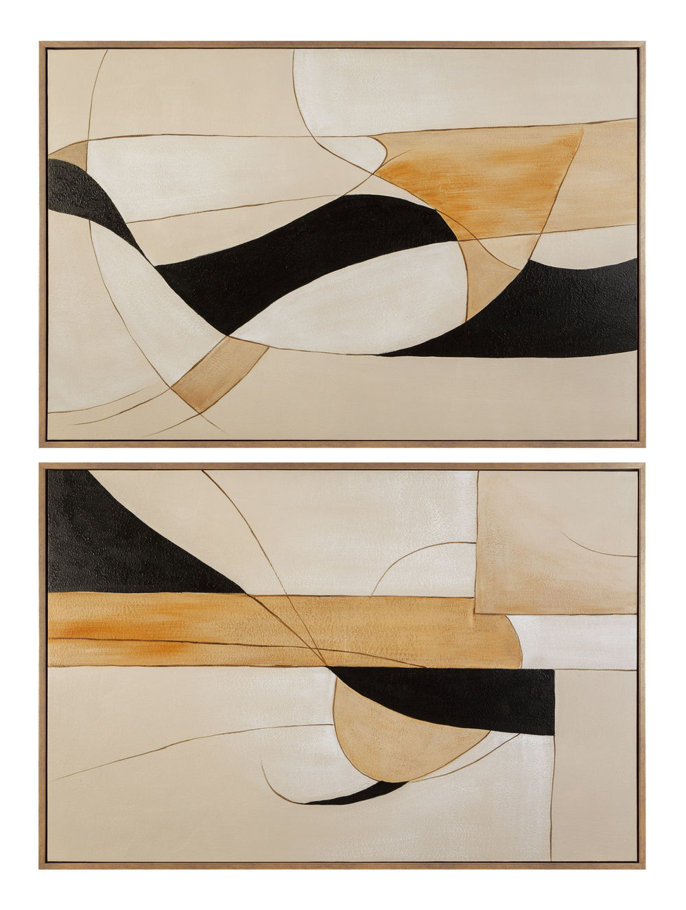 Golden Contour Framed Canvas (Set of 2) - Gold
