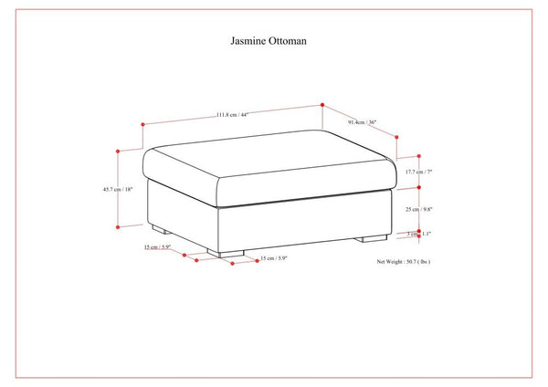 Jasmine - Ottoman - Gray