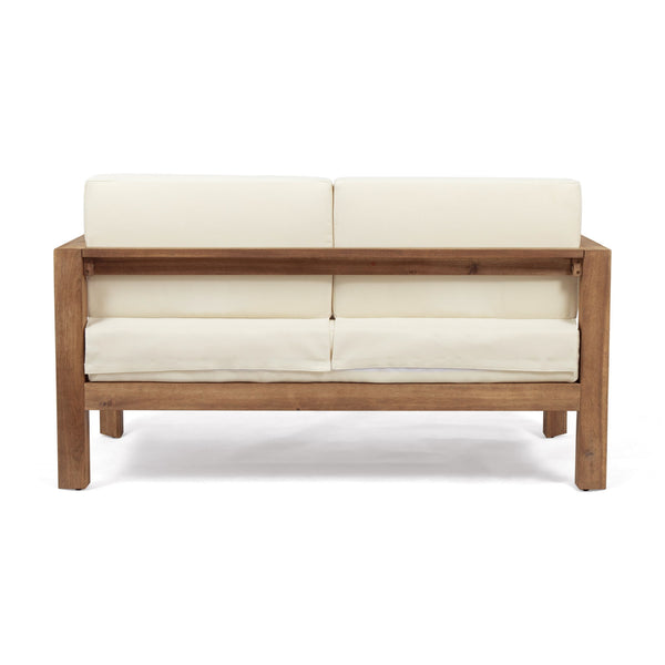 2 Piece Patio Set With Open-Back Loveseat And Coffee Table - Beige / Brown