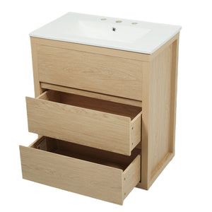 Double Sinks Bathroom Vanity Set With 2 Ceramic Basins