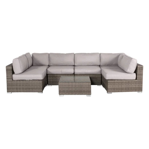 Seating Set With Cushions Handcrafted Wicker Design