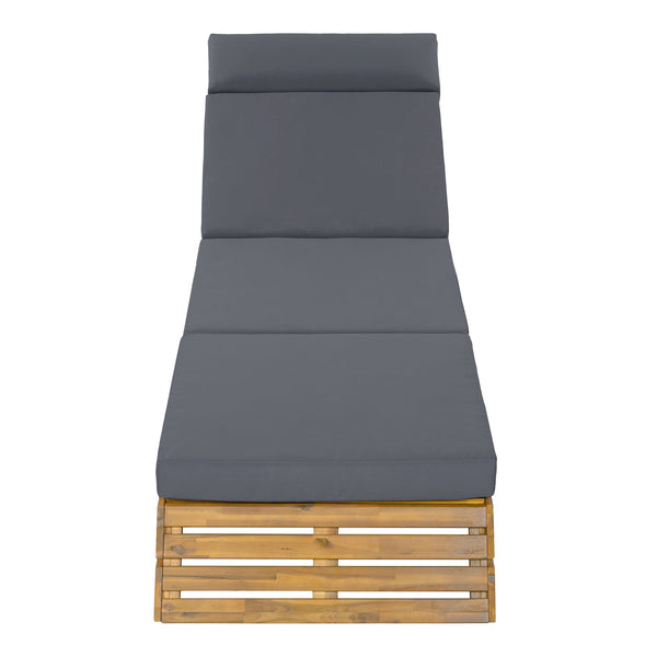 Chaise Lounge Set With 4 Fold Cushion And Built In Headrest